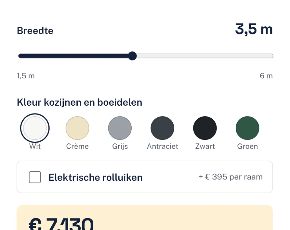 De tool "Stel je dakkapel samen" op voorbeeldsite Kapelwerk