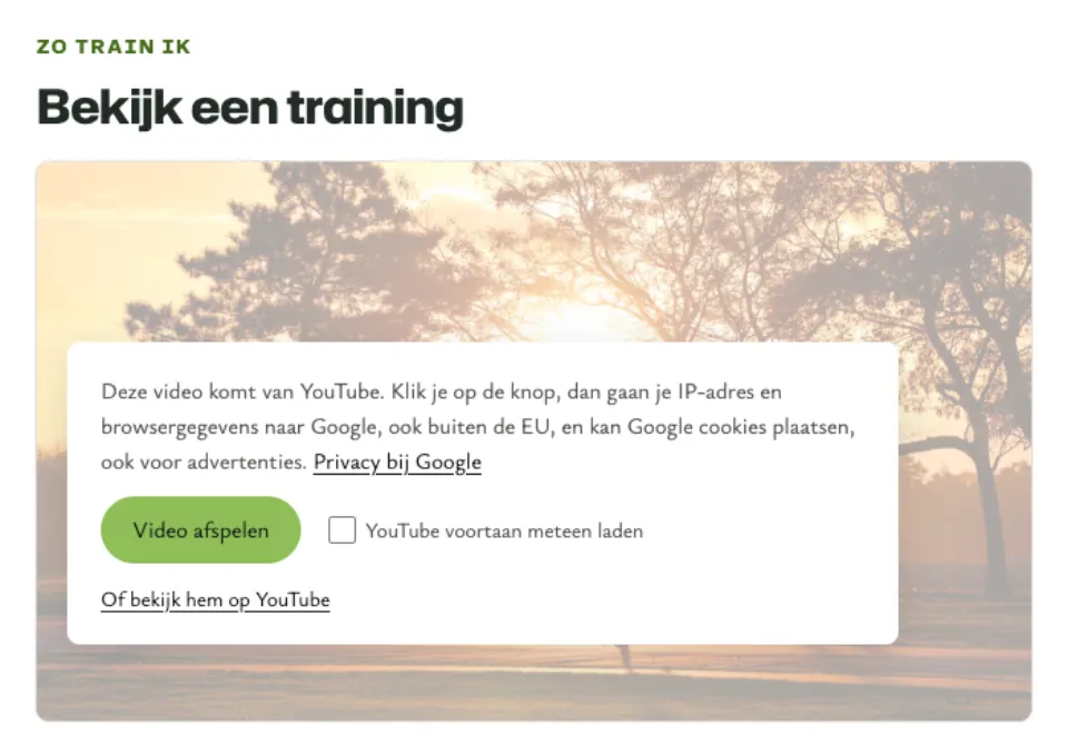 Voorbeeld: video na een klik op een oefensite